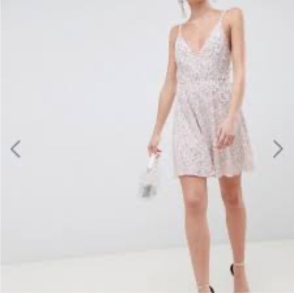 ASOS sequin pink pastel mini dress A-line prom party special occasion birthday - Picture 9 of 15